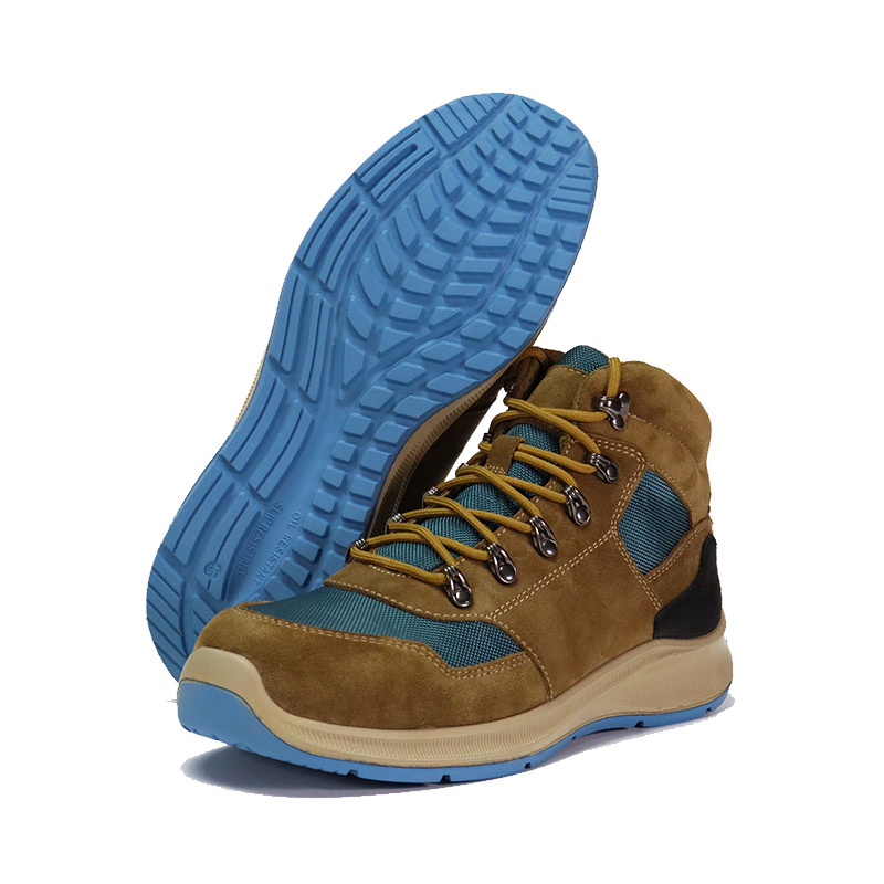 Sapatos de trabalho em tecido de nylon com sola de borracha e camurça